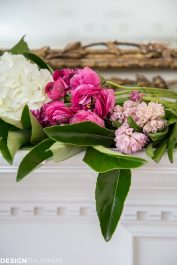 A French style chair accentuates a spring mantel - terilynadamsblog.com