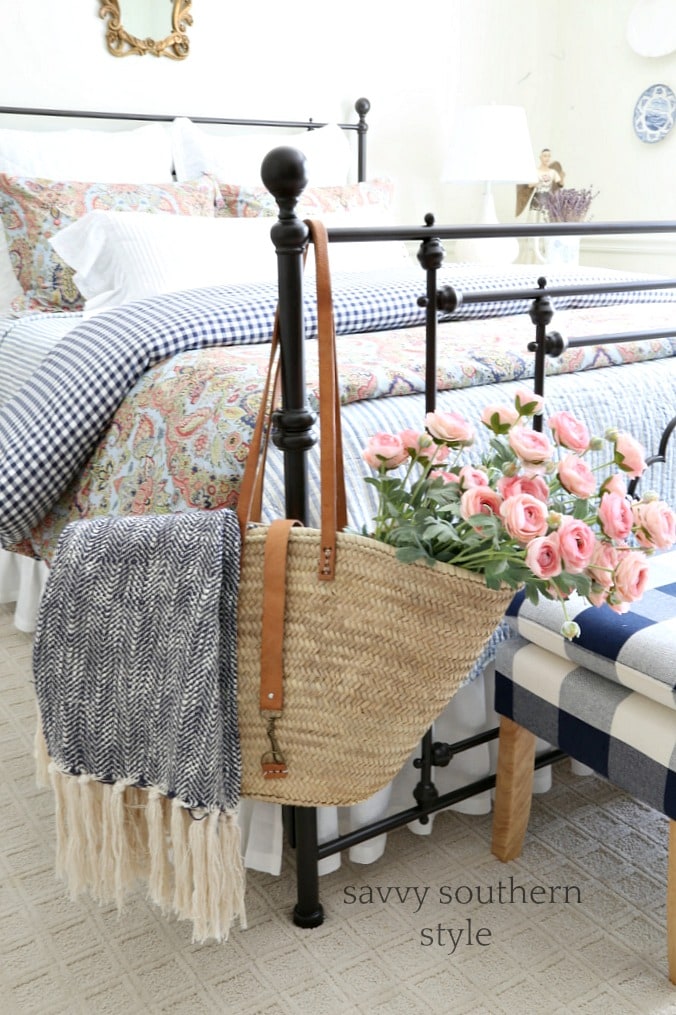 navy and pink spring bedroom