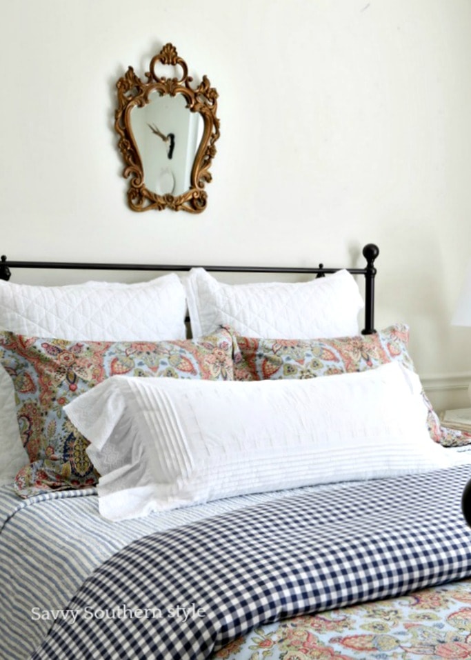 navy and pink bedroom