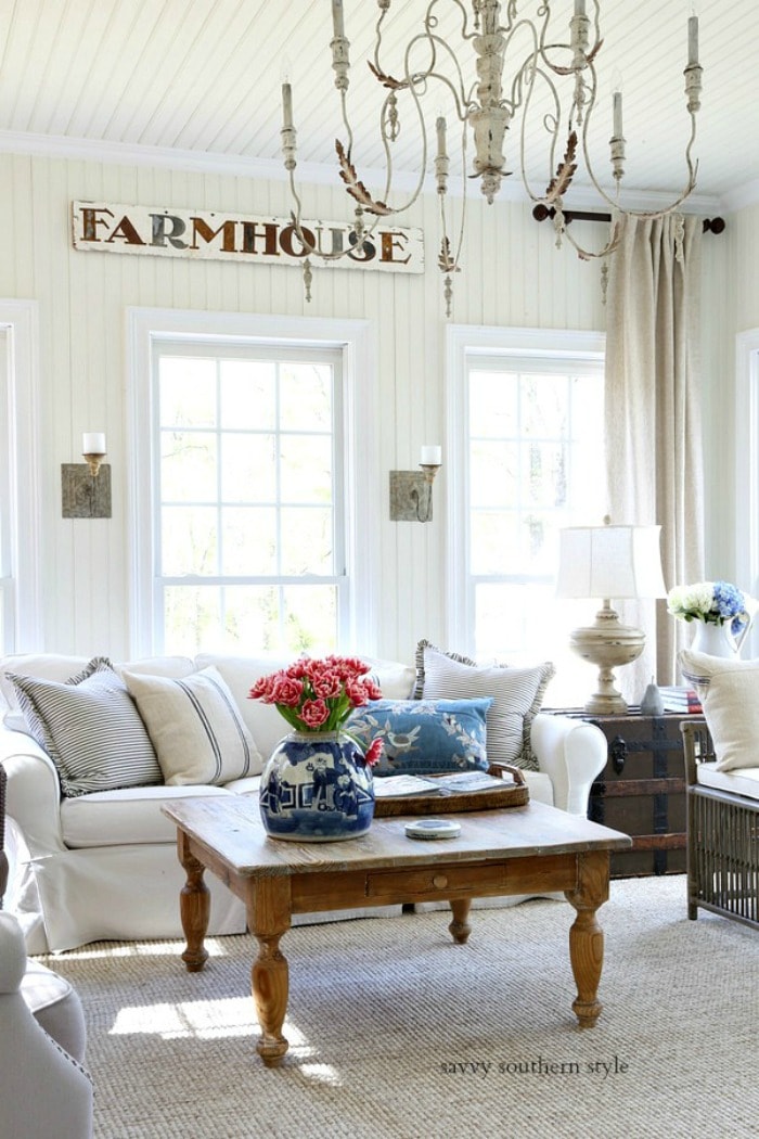 French farmhouse style sunroom