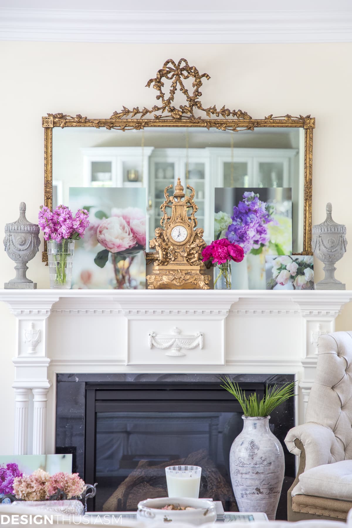 How to decorate a mantel with floral decor - terilynadamsblog.com