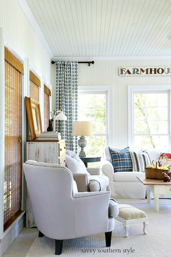 fall farmhouse style sun room