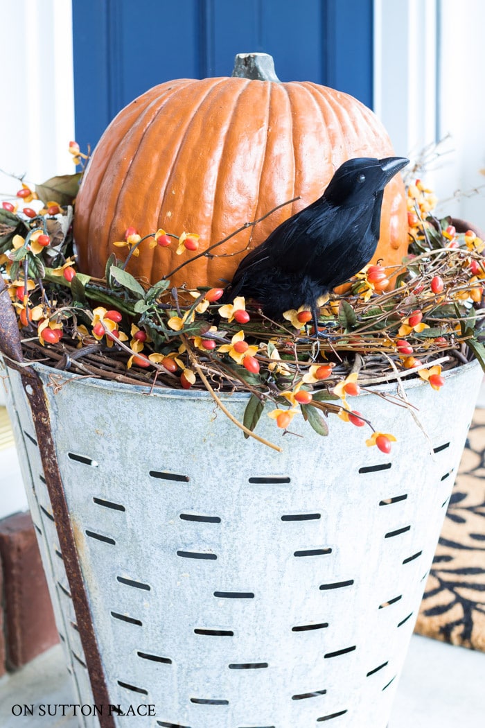 Halloween Pumpkin Olive Bucket Planter from On Sutton Place