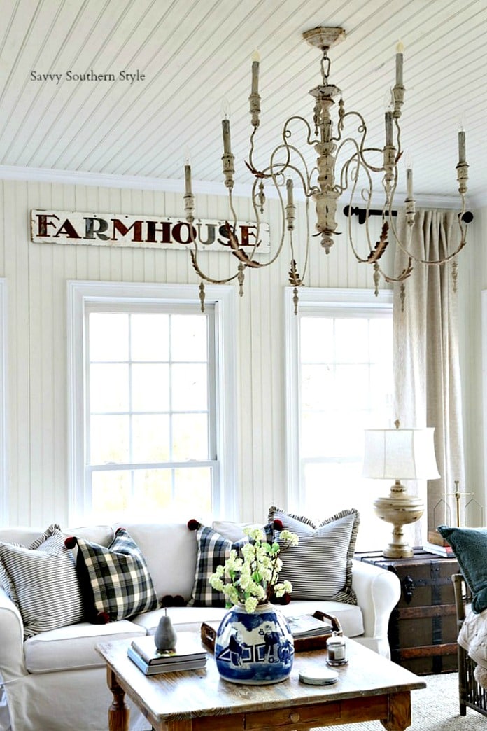 French farmhouse winter style sun room savvysouthernstyle.net