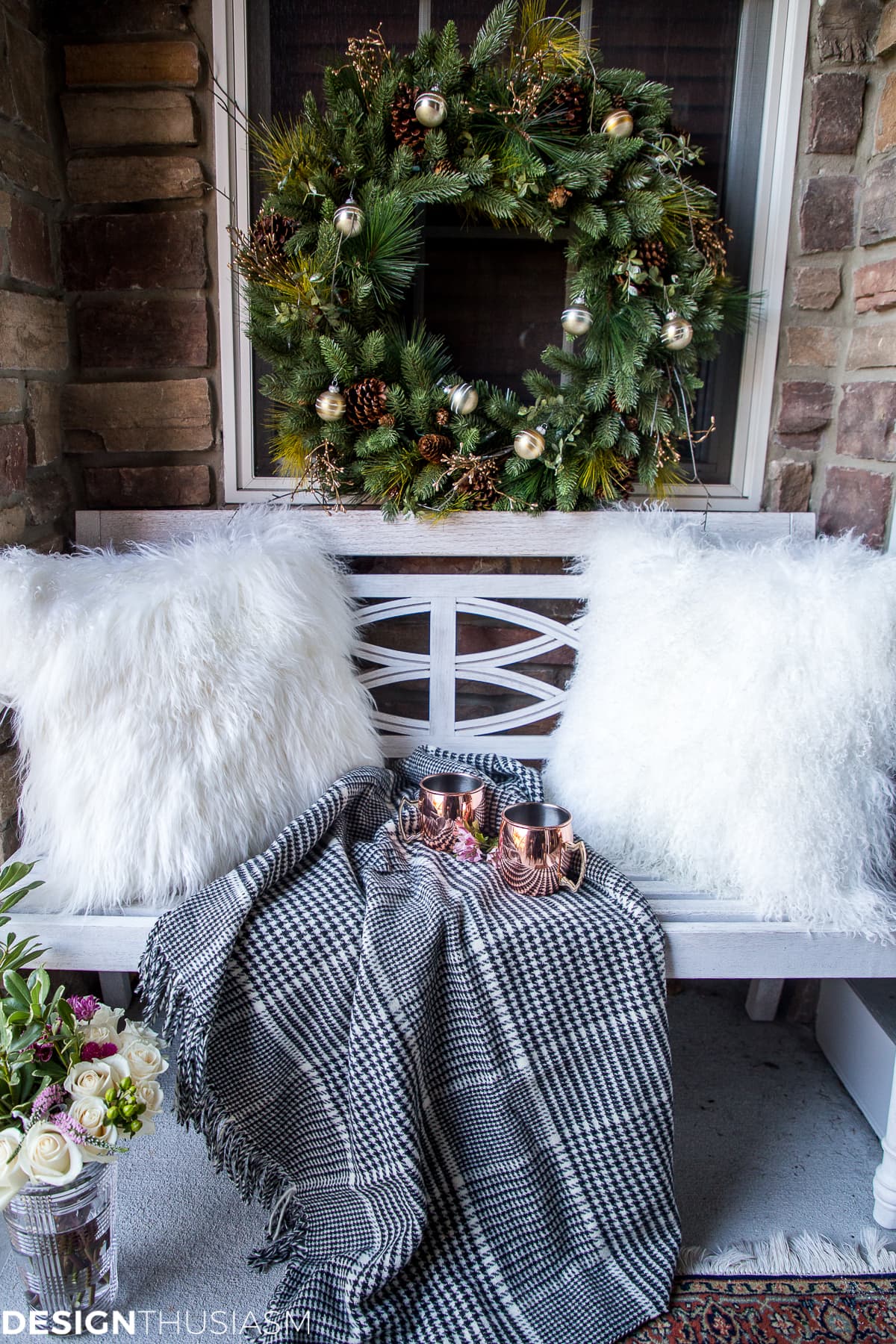 Christmas Porch Decorating Ideas for a Tiny Entryway