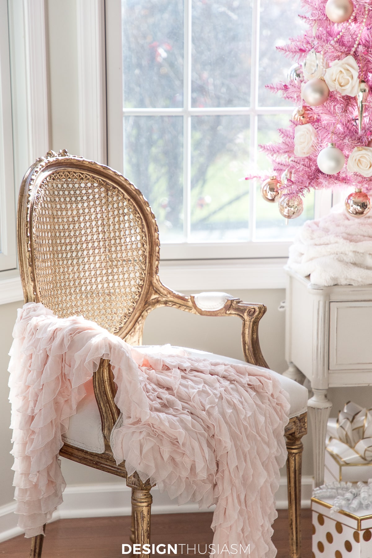 Romantic Christmas decor french louis chair