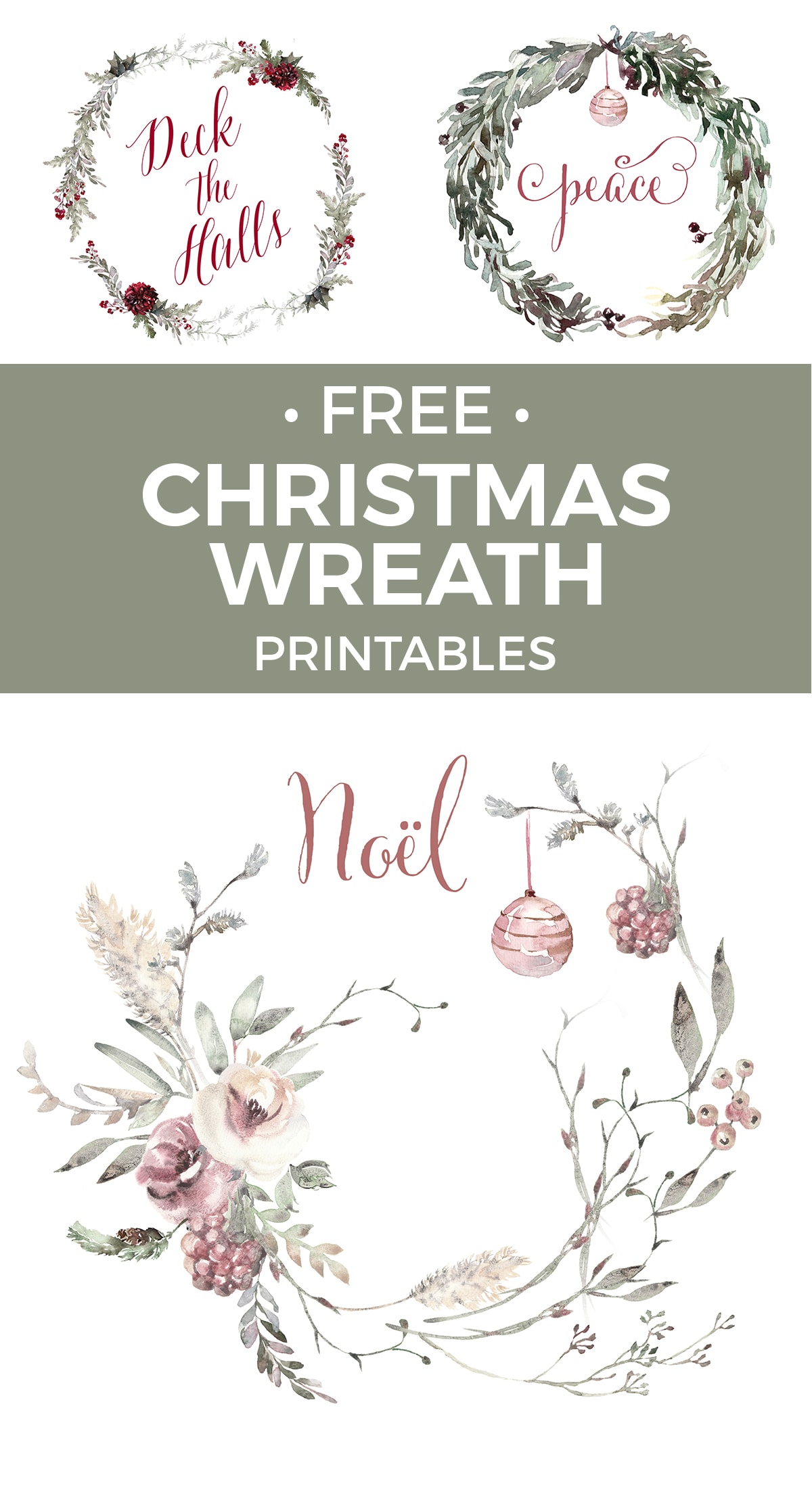 French Country Christmas Wreath Printables