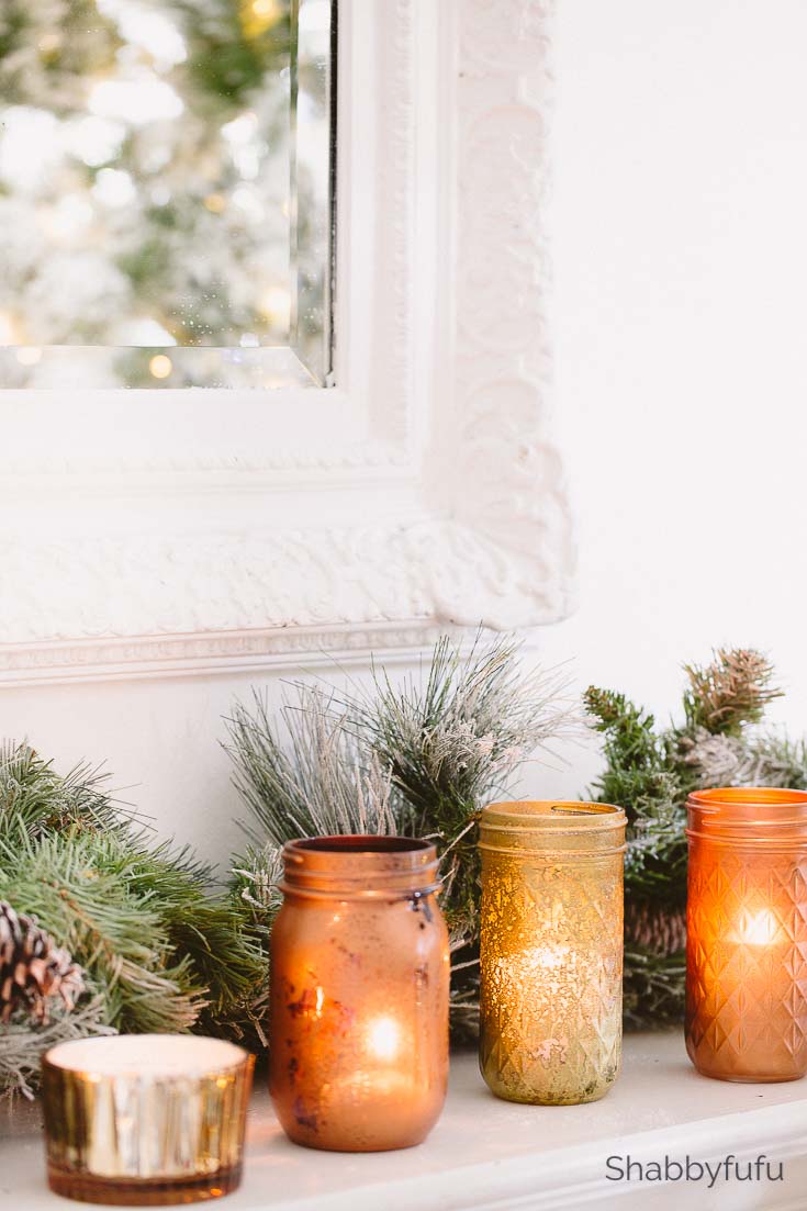 copper and gold mason jars