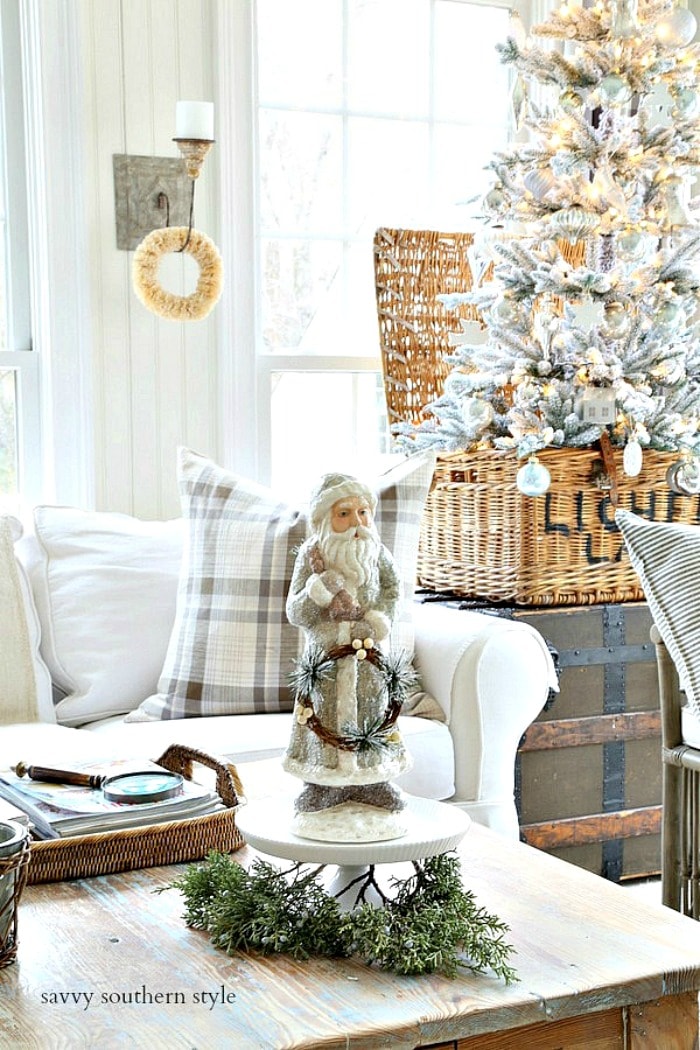 Bethany Lowe Santa in sun room savvysouthernstyle.net