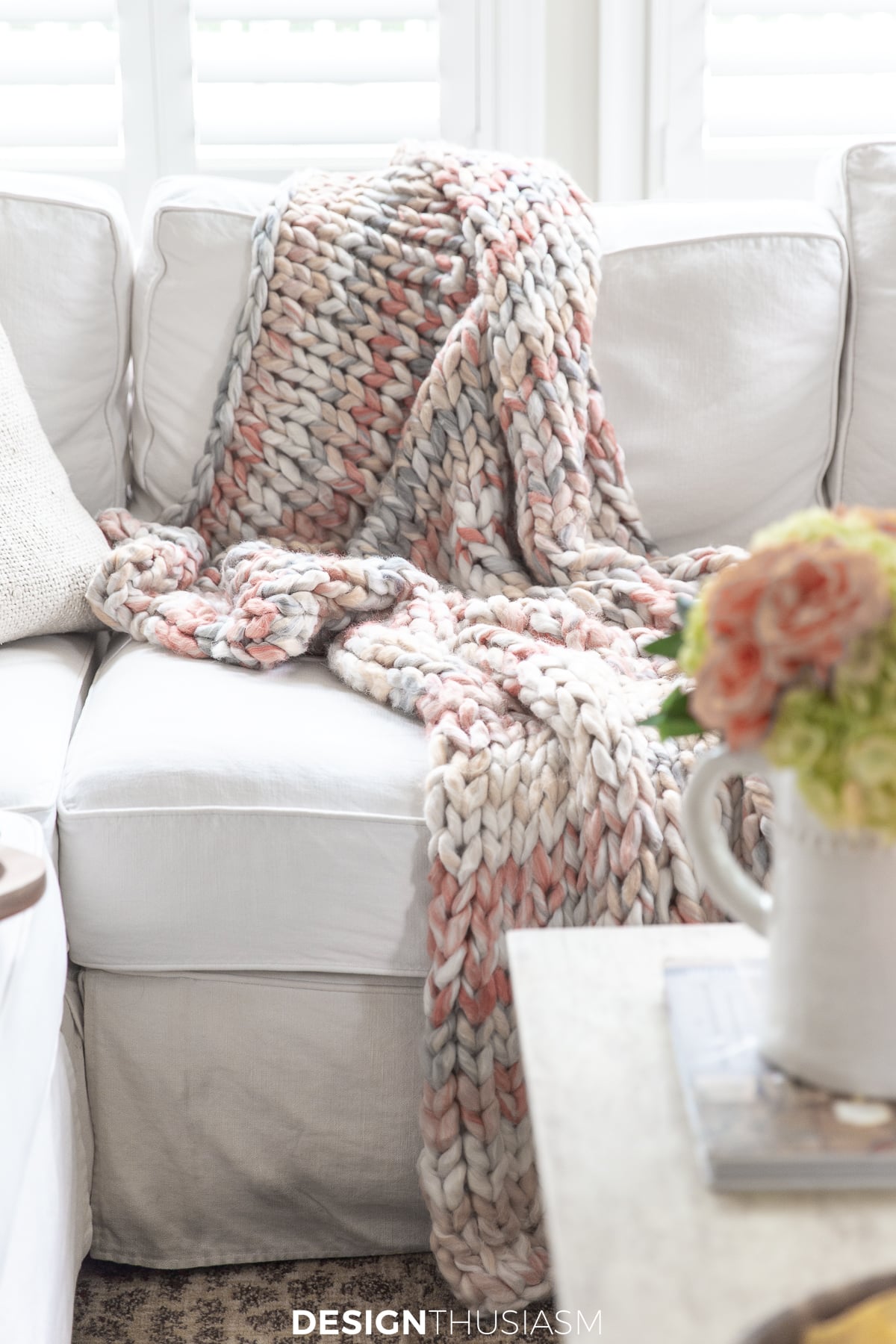 chunky knit throw cozy winter decor