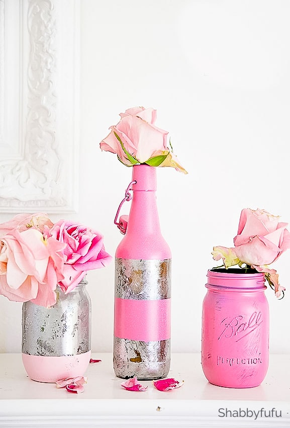 valentines day craft pink mason jars