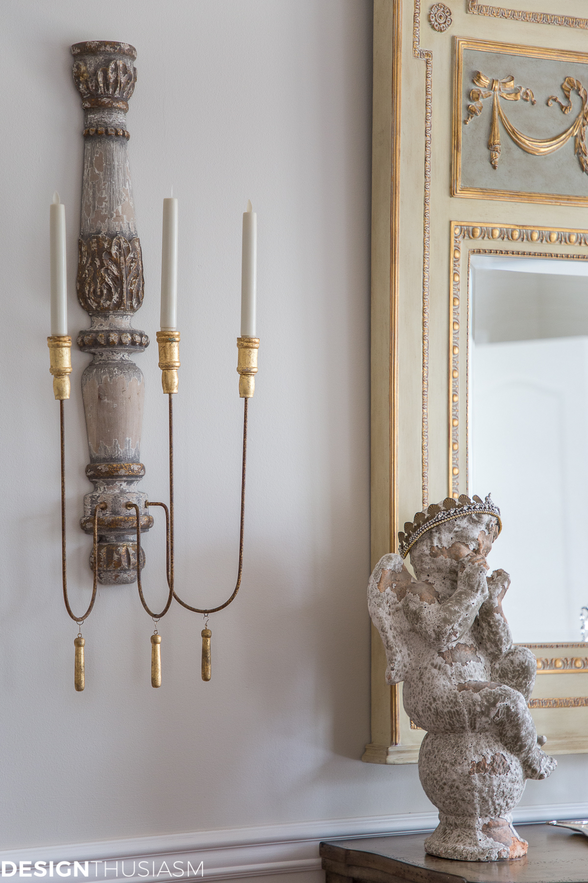 French farmhouse wall sconce and mirror