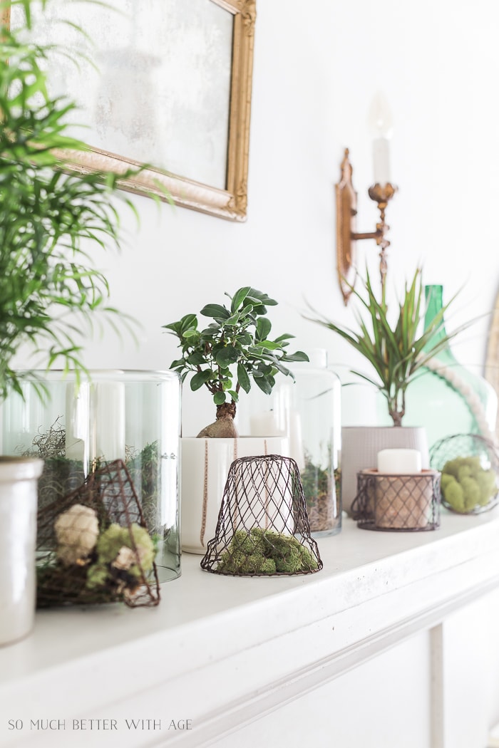 Creative Greenery Spring Mantel