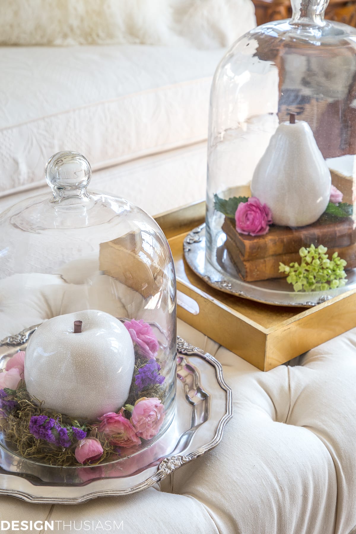 farmhouse spring decor glass domes