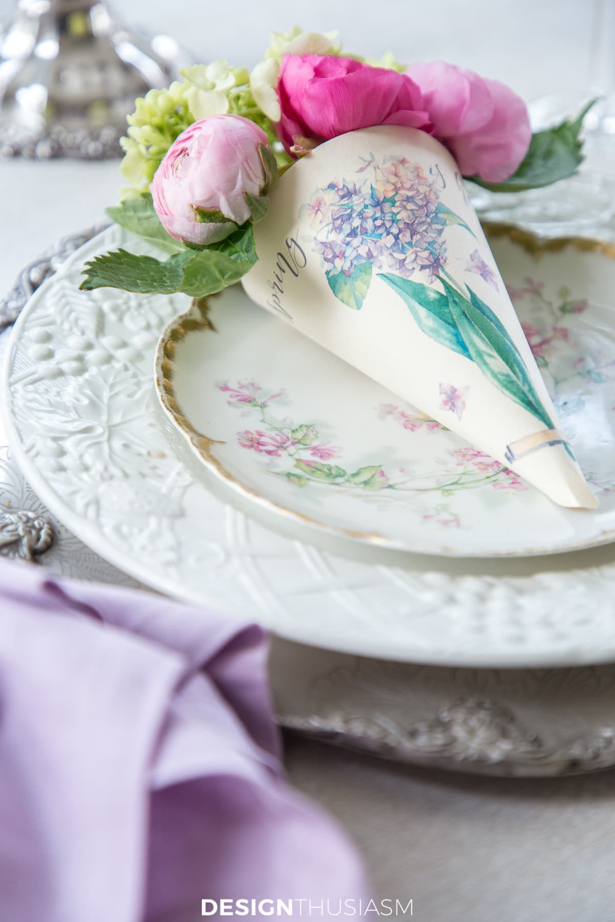 paper cone posy with flowers