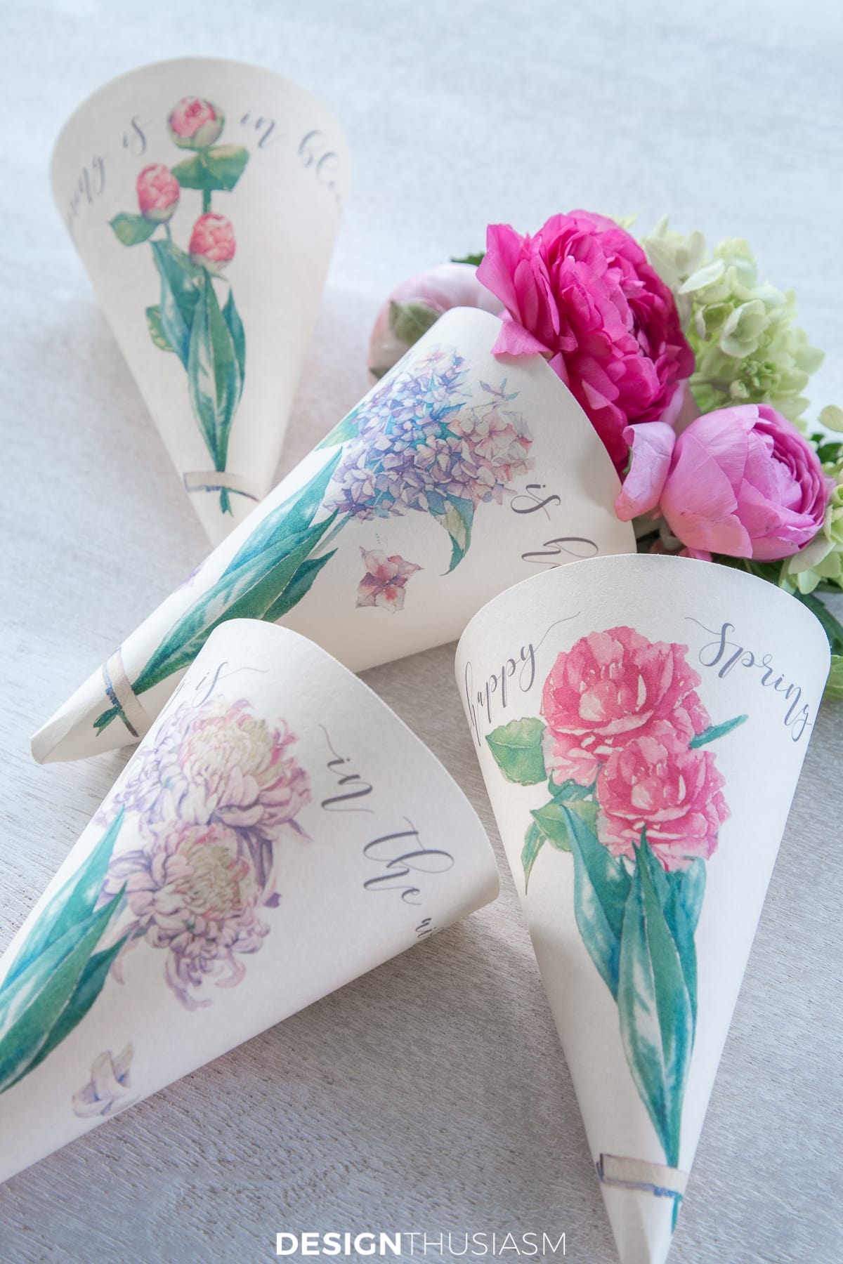 4 printable paper cone posies
