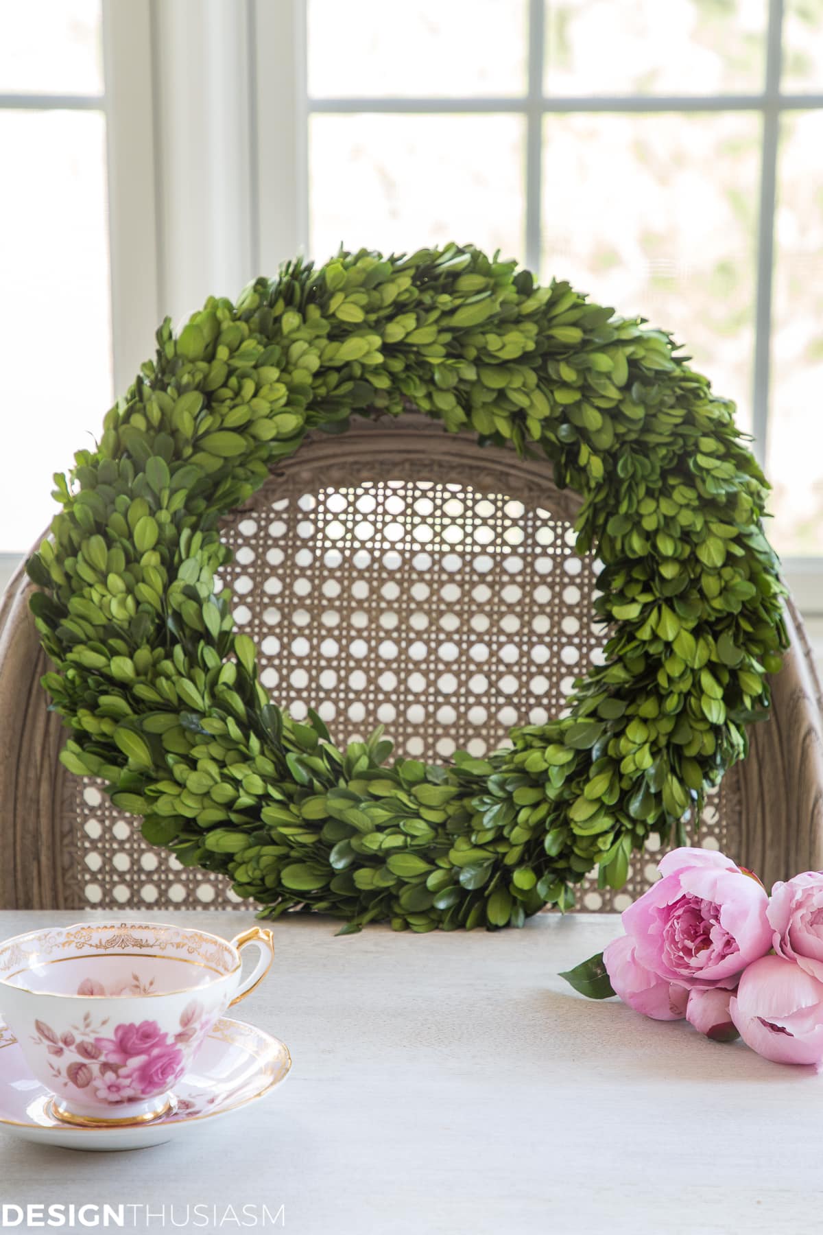 boxwood wreath for easy Easter centerpieces
