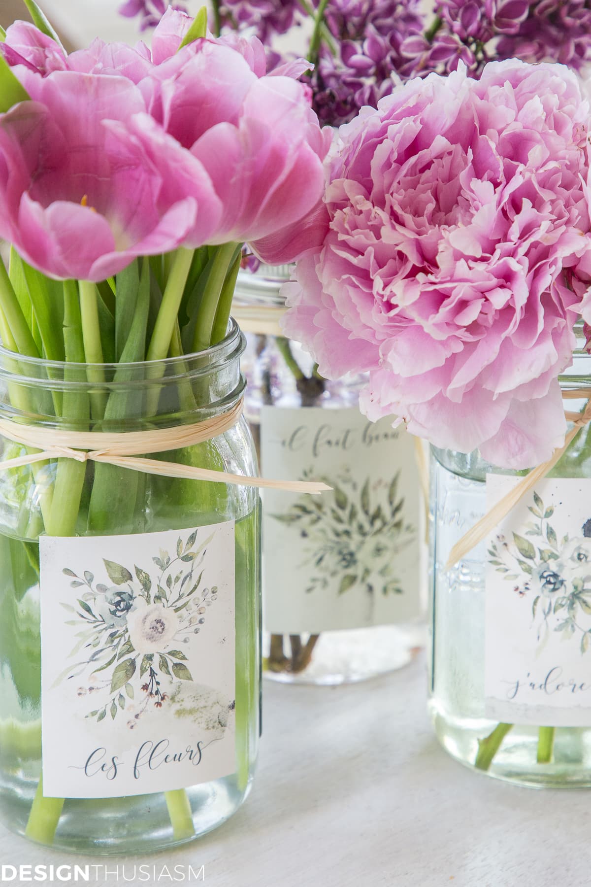 floral summer printables for mason jar labels