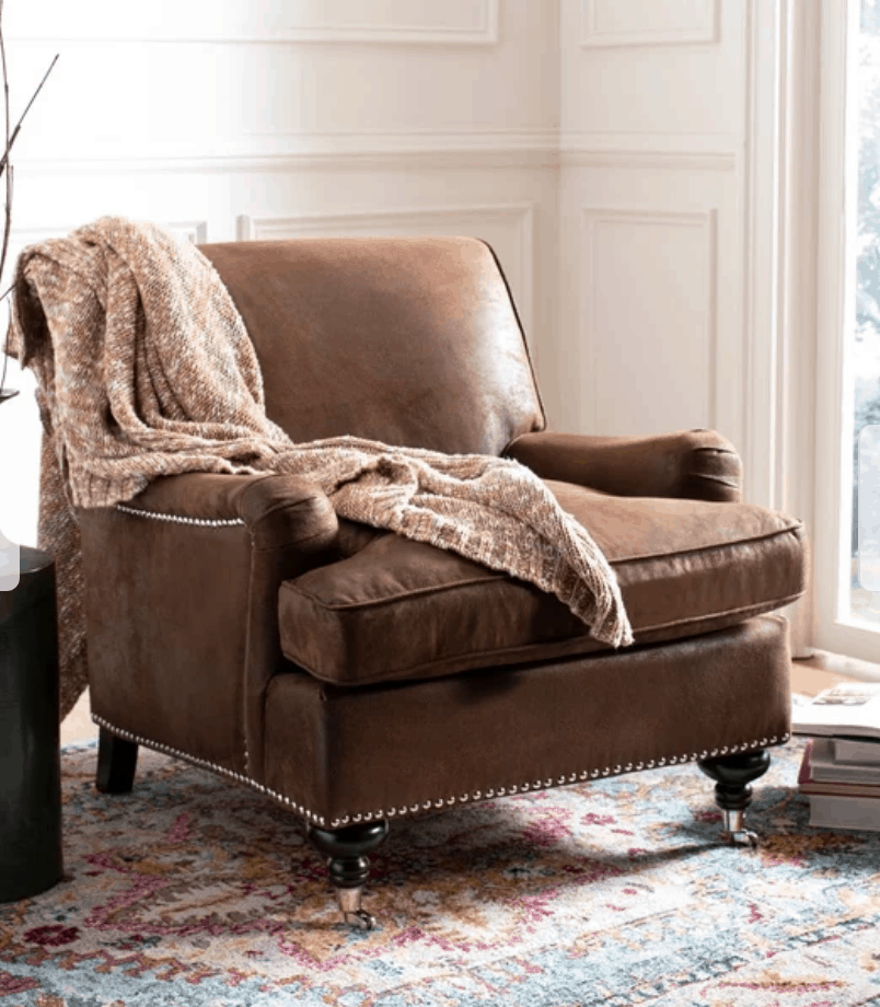 brown leather club chair