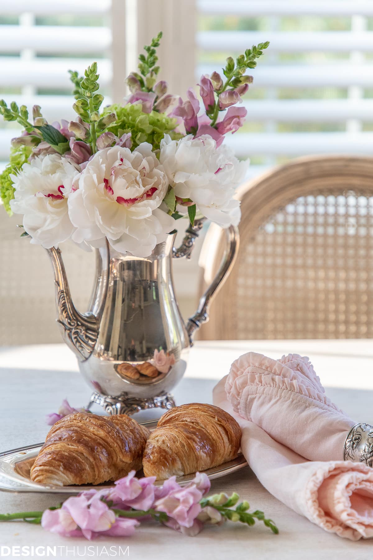 help yourself breakfast bar croissants and flowers
