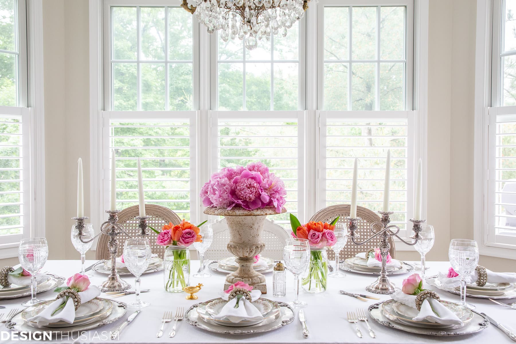 white dining table setting in the kitchen
