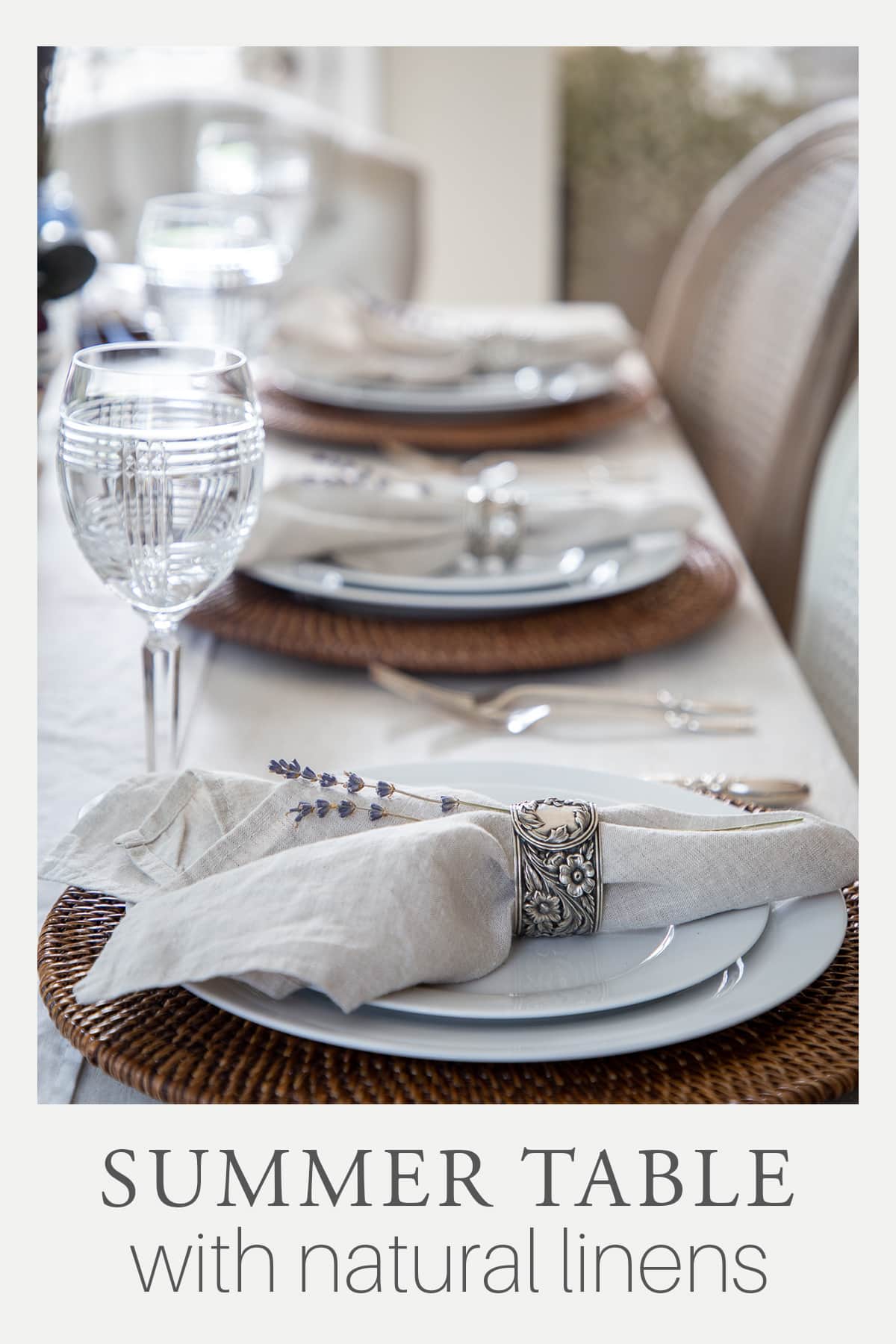 summer table with natural linens