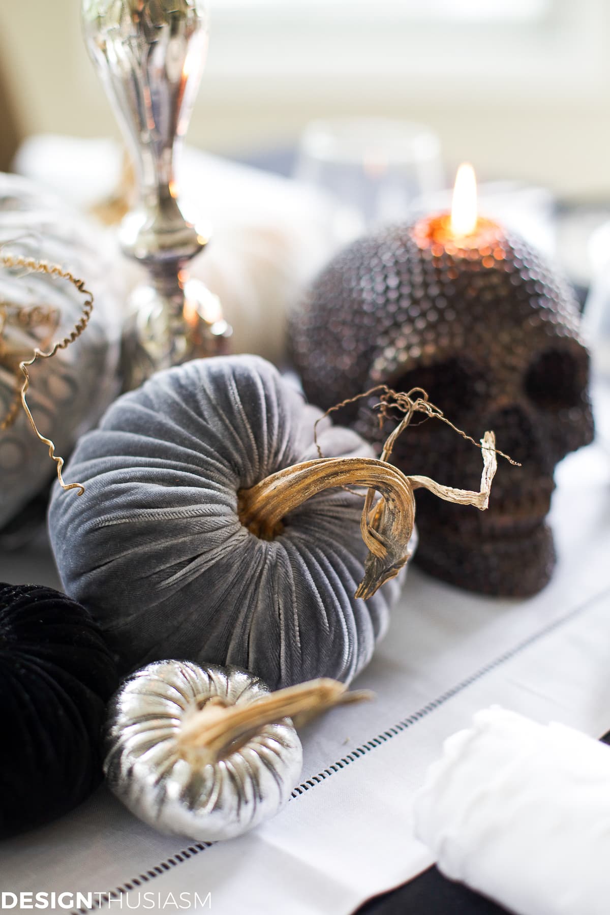 velvet pumpkins for Halloween decor ideas