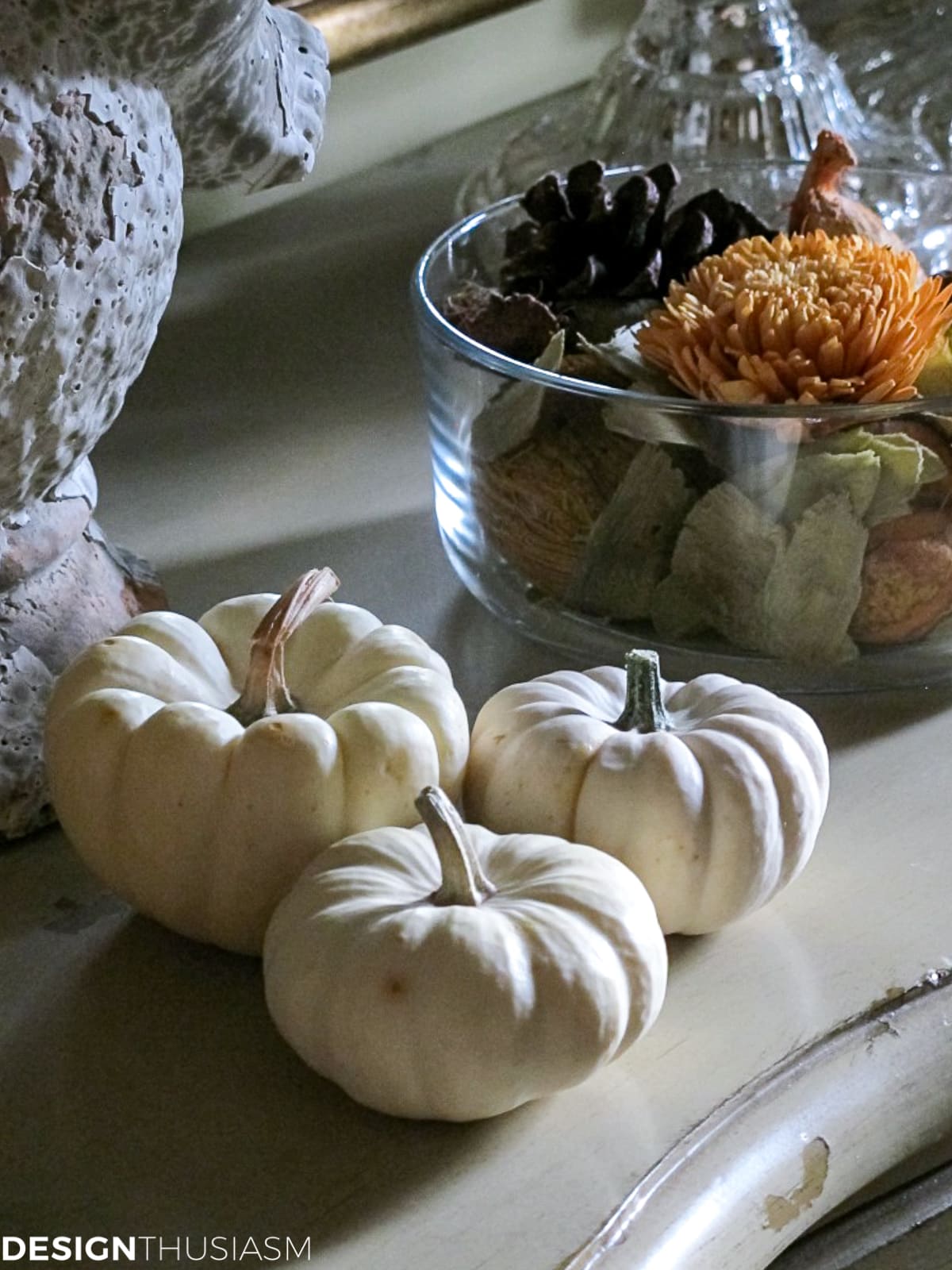 baby boo pumpkins for Halloween decor ideas