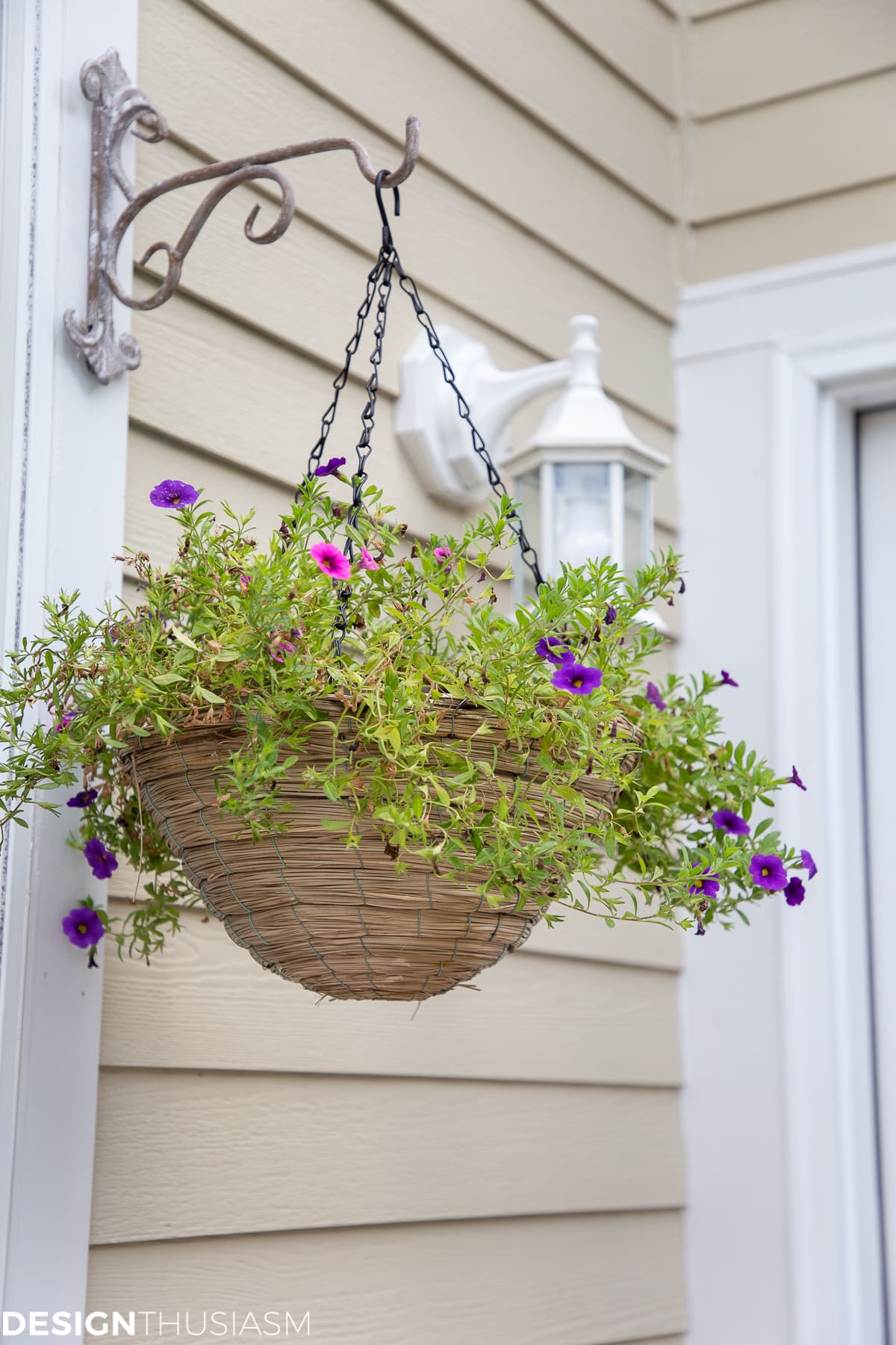 patio ideas with hanging planter and farmhouse hook