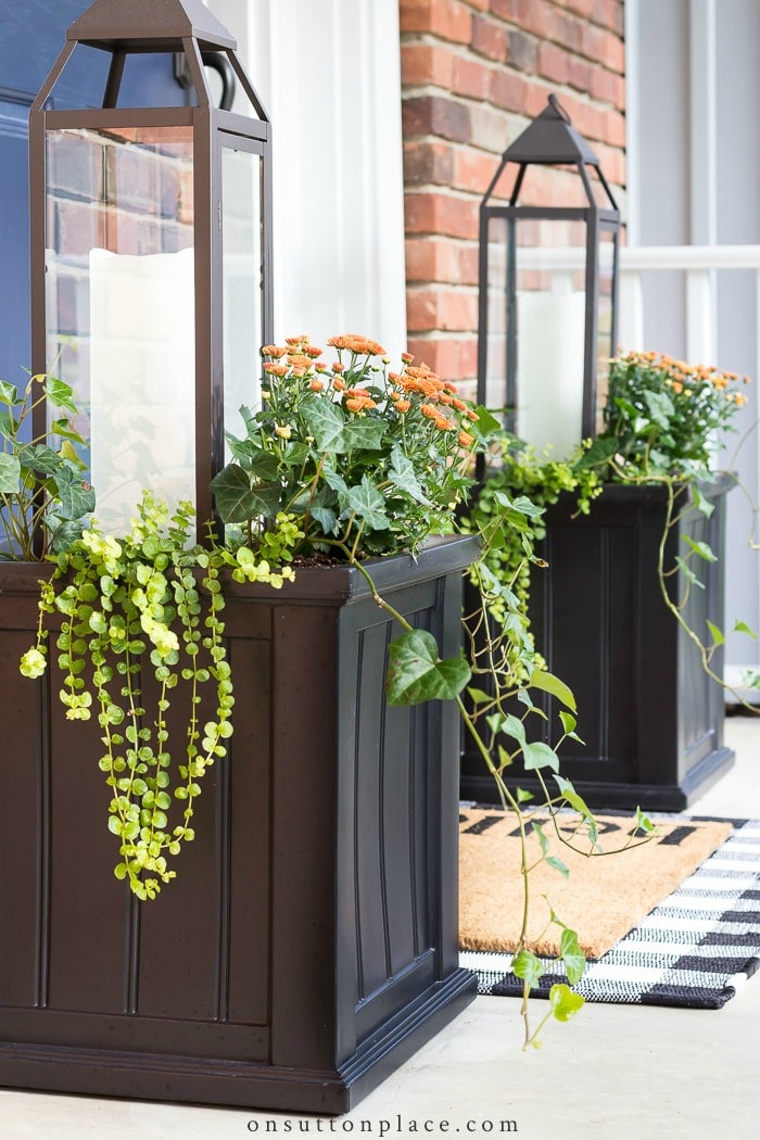 Fall Lantern Planter Idea from On Sutton Place