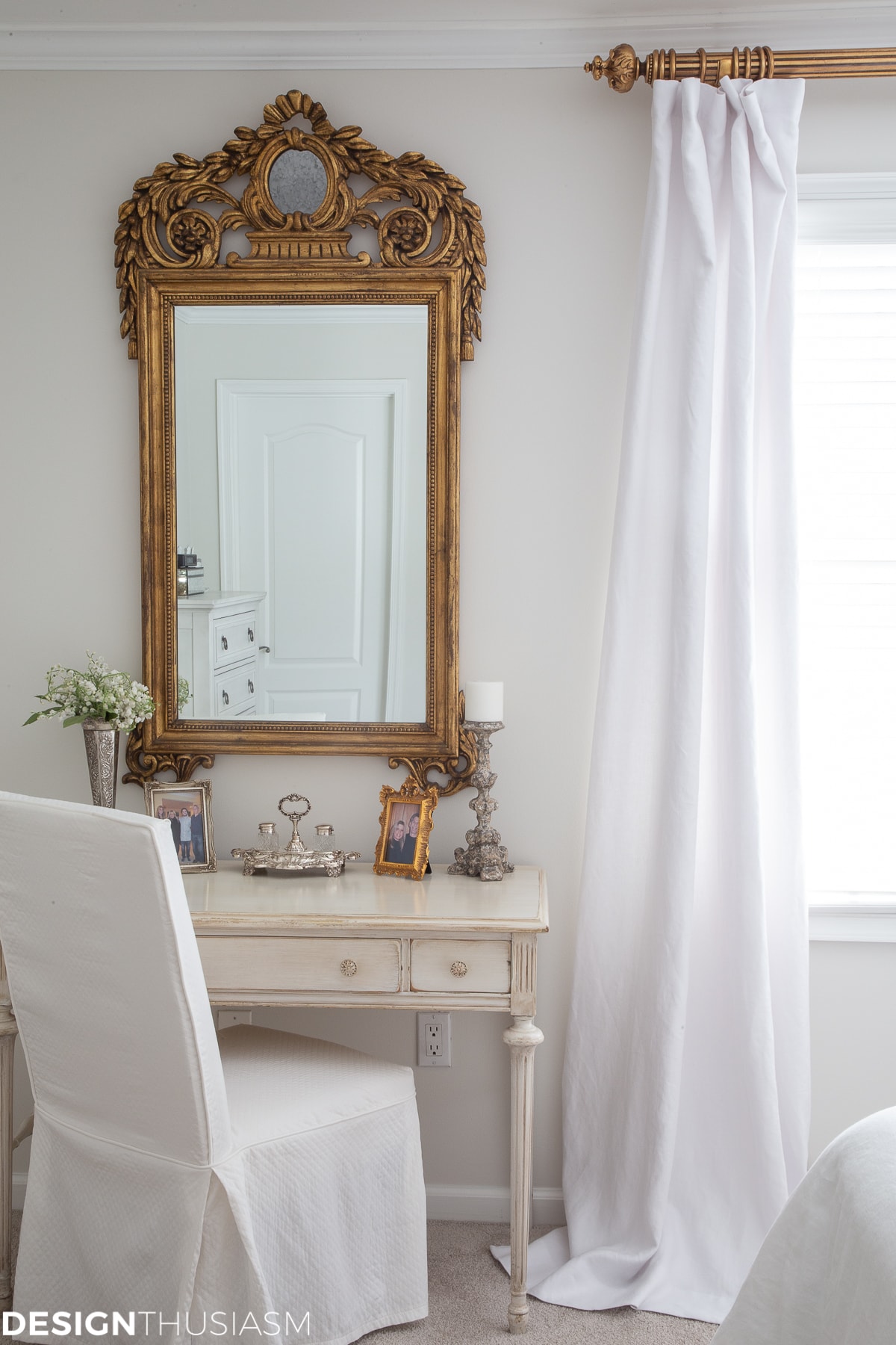 white bedroom in a french country home