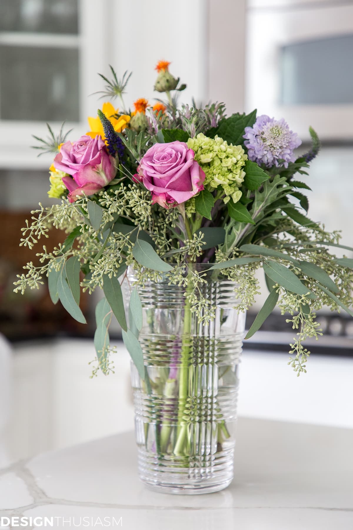 floral arrangement in a modern townhouse