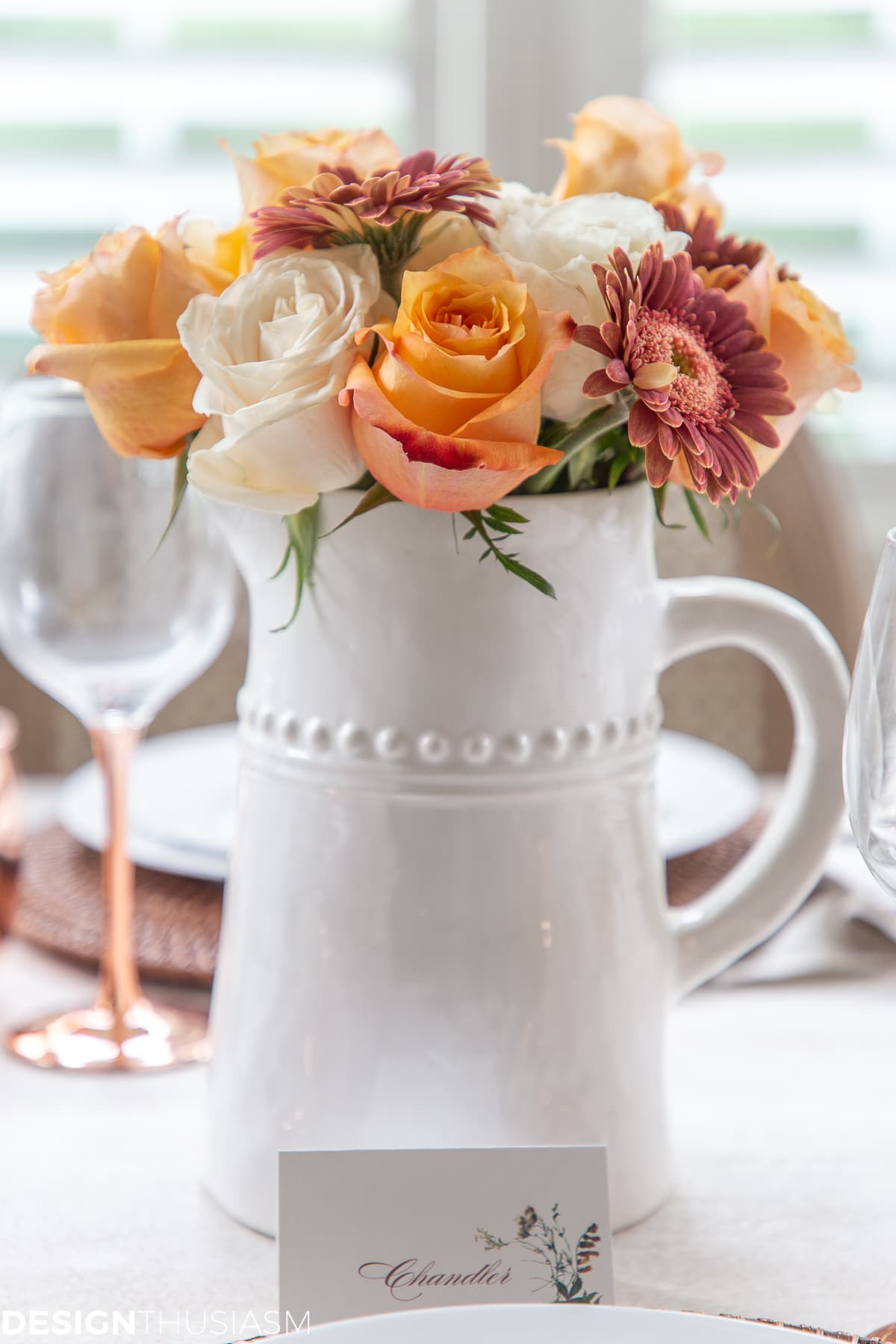 fall floral in a tablescape