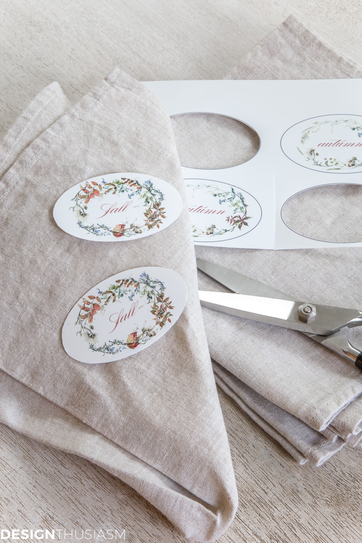 DIY fall printable napkin rings