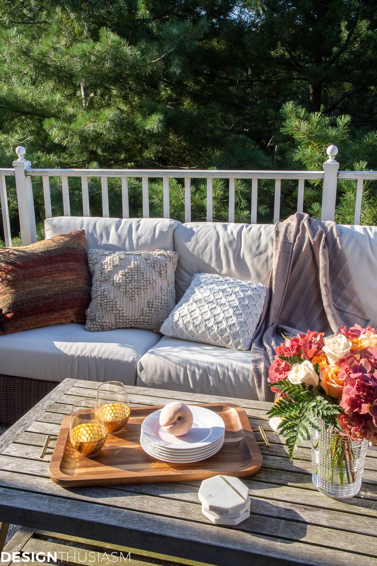 outdoor sofa and fall decorating ideas for outside