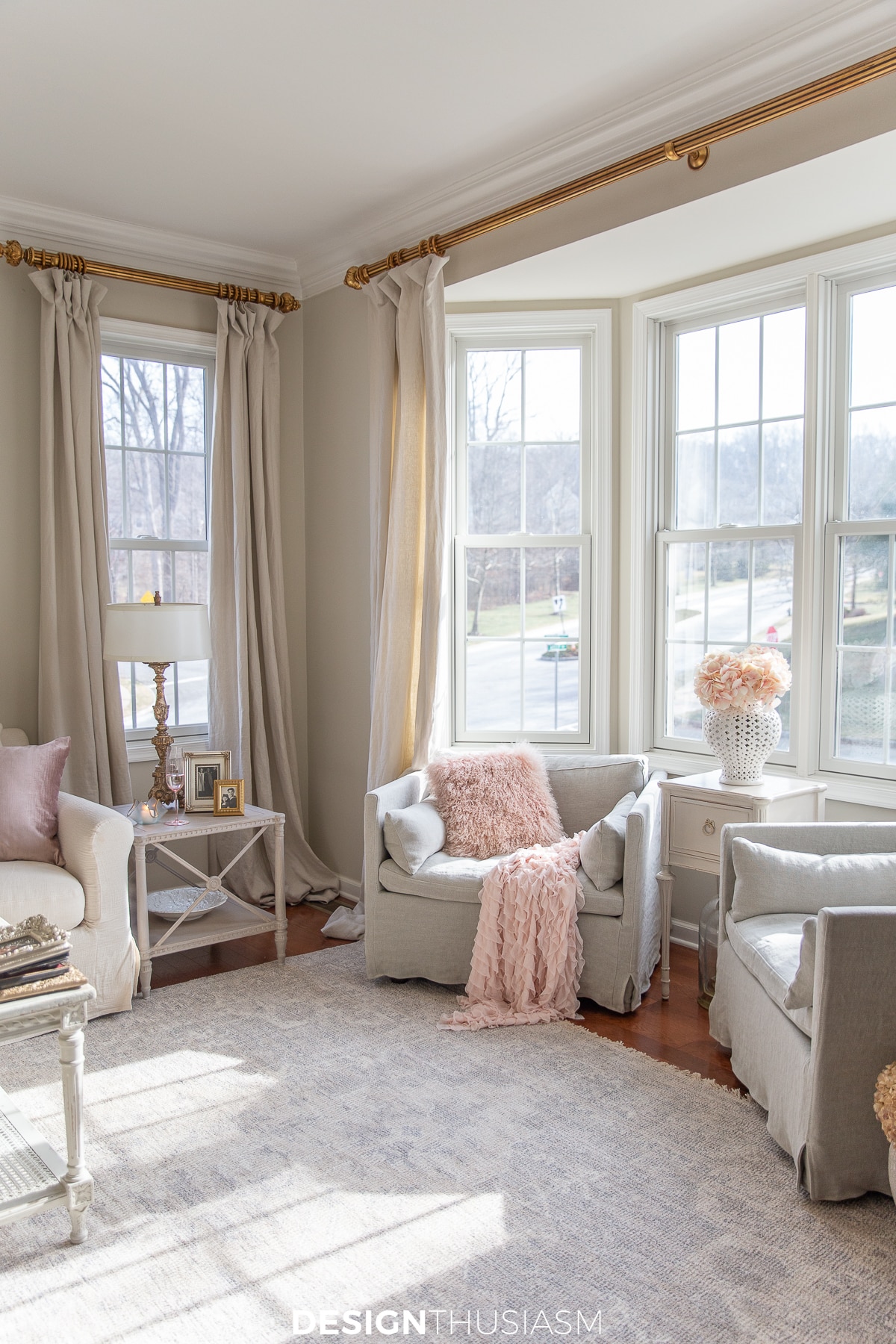 pink glam living room corner