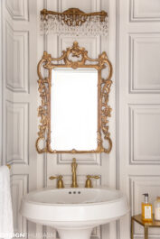 powder room ideas for sink and mirror