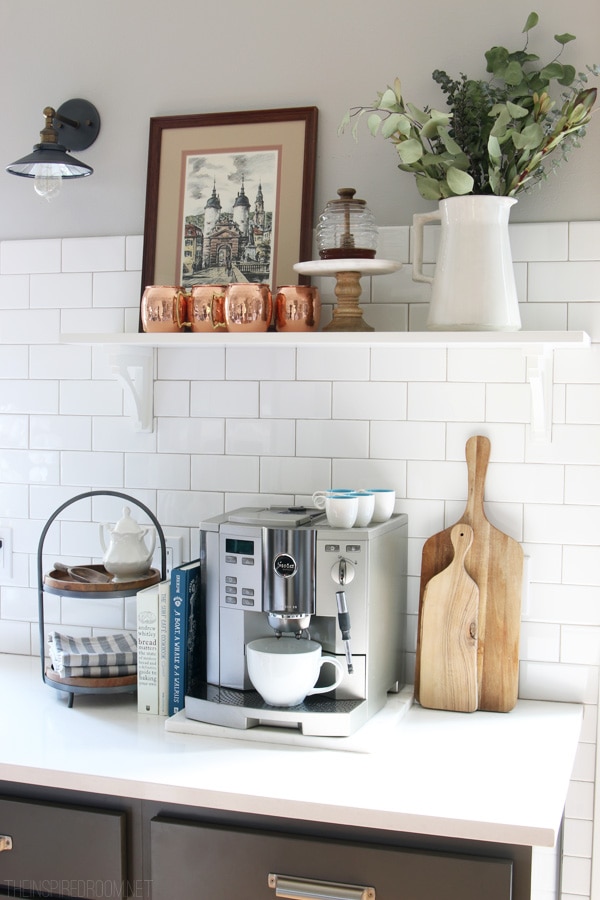 Coffee Station with Open Shelf - The Inspired Room