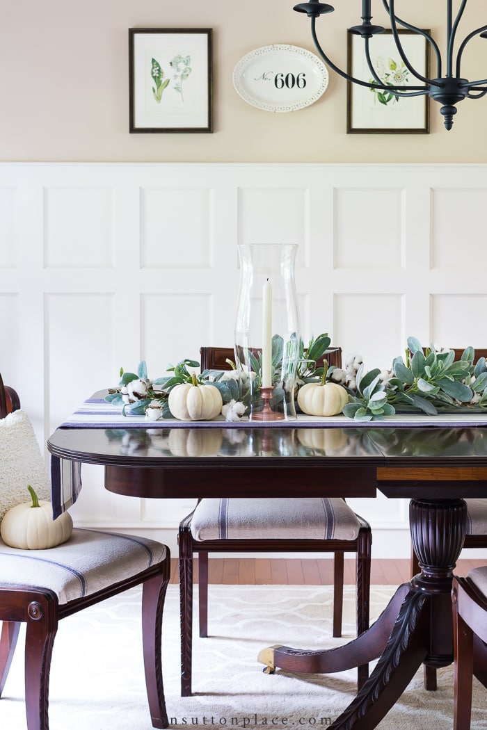 Lamb's Ear Garland Centerpiece from On Sutton Place
