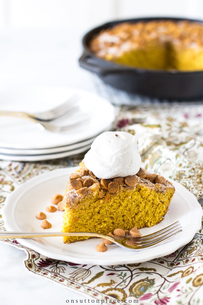 Pumpkin Snickerdoodle Skillet Cake from On Sutton Place