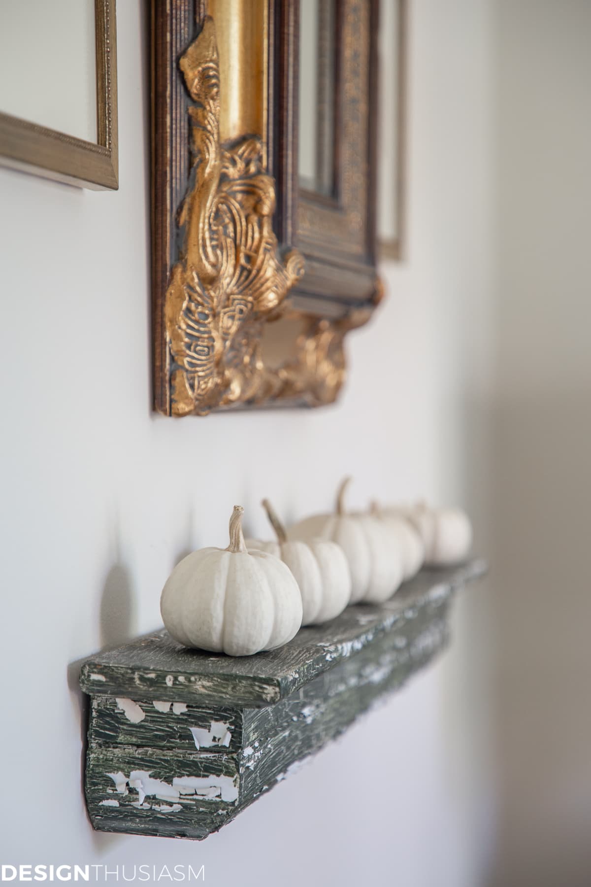 fall guest bedroom ideas with white pumpkins