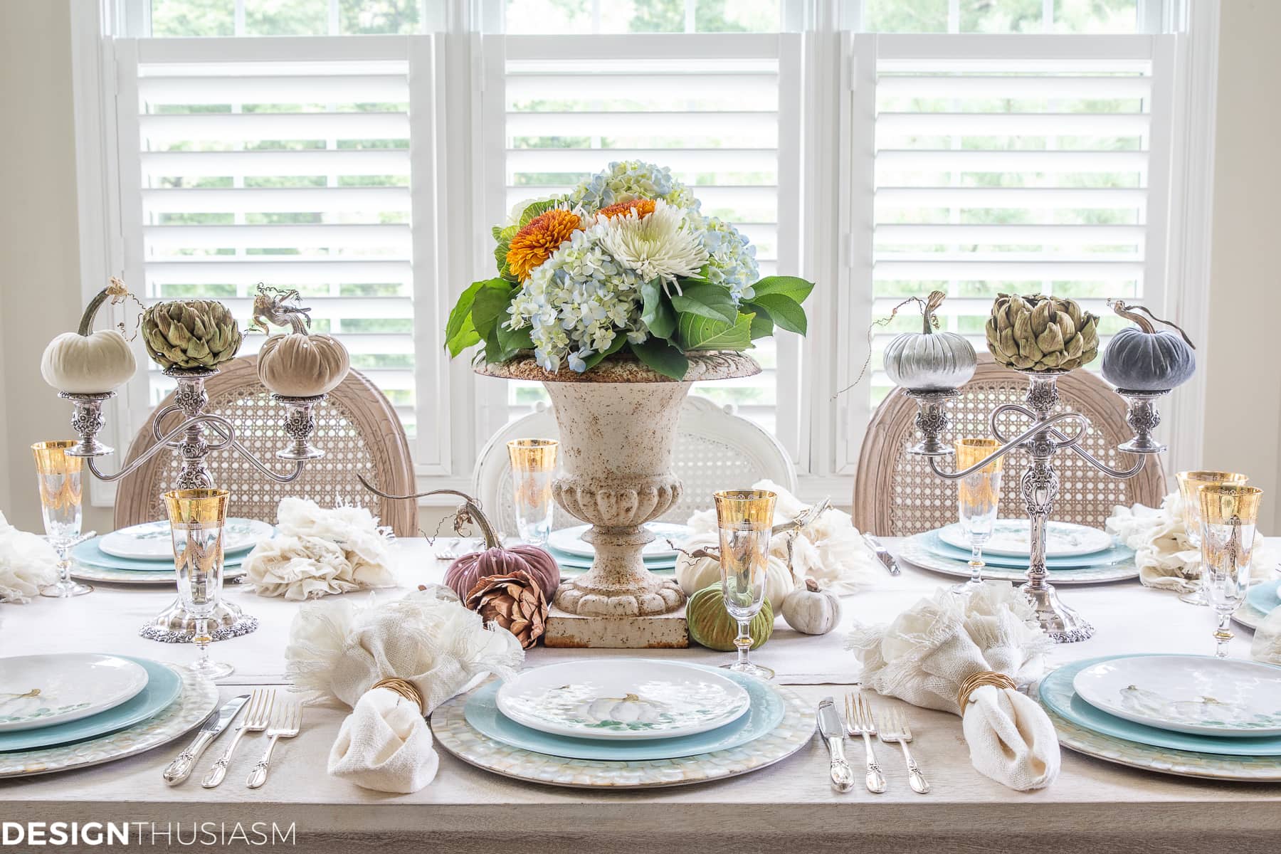 autumn tablescape with soft fall colors