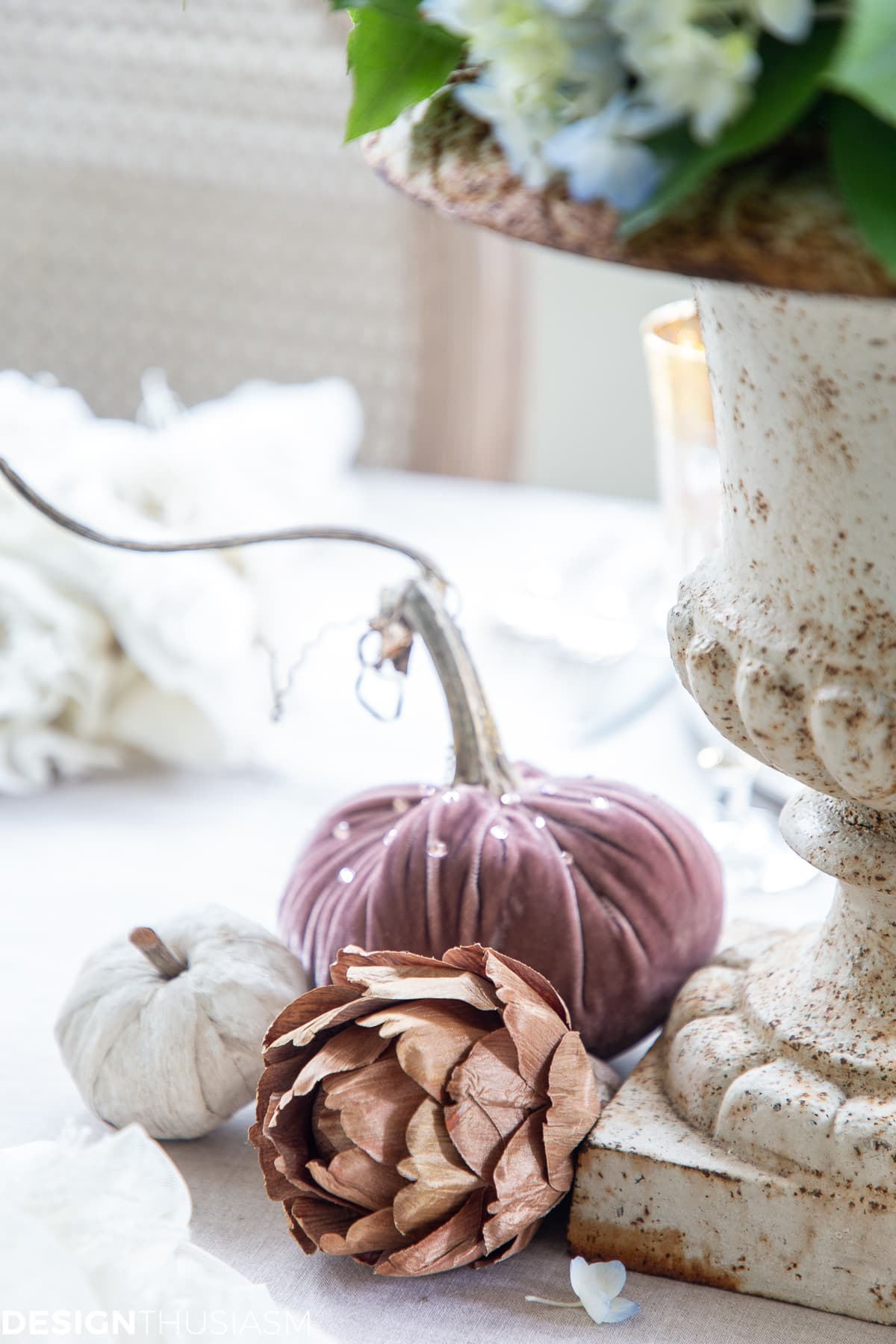 soft fall table decor pumpkins 