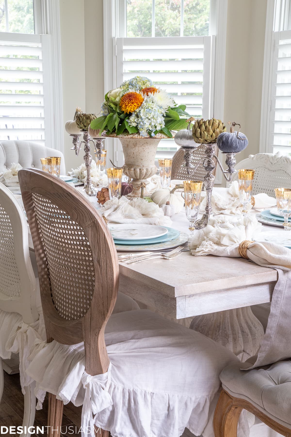 soft colors in a fall tablescape