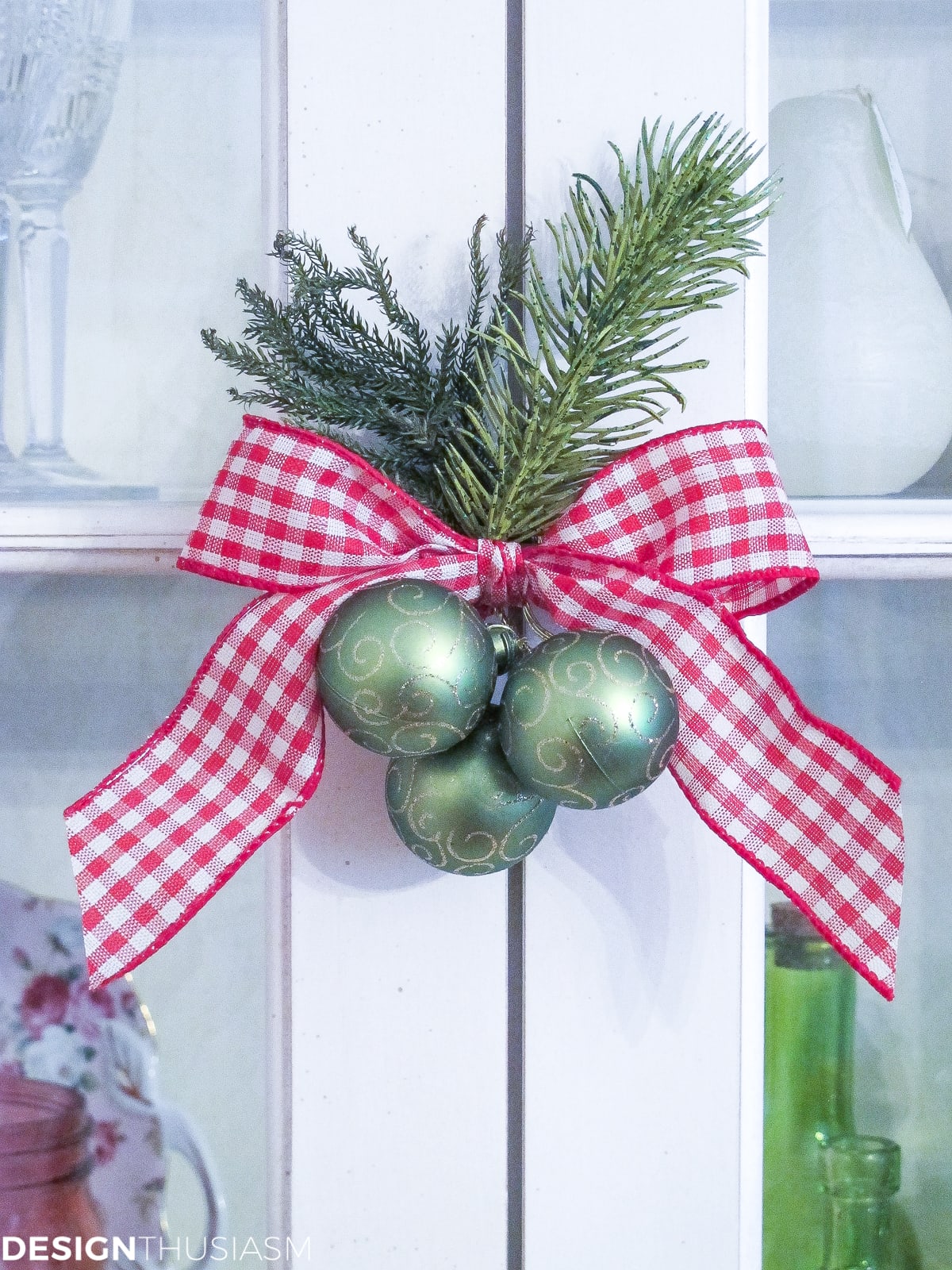 simple Christmas decor gingham ribbon
