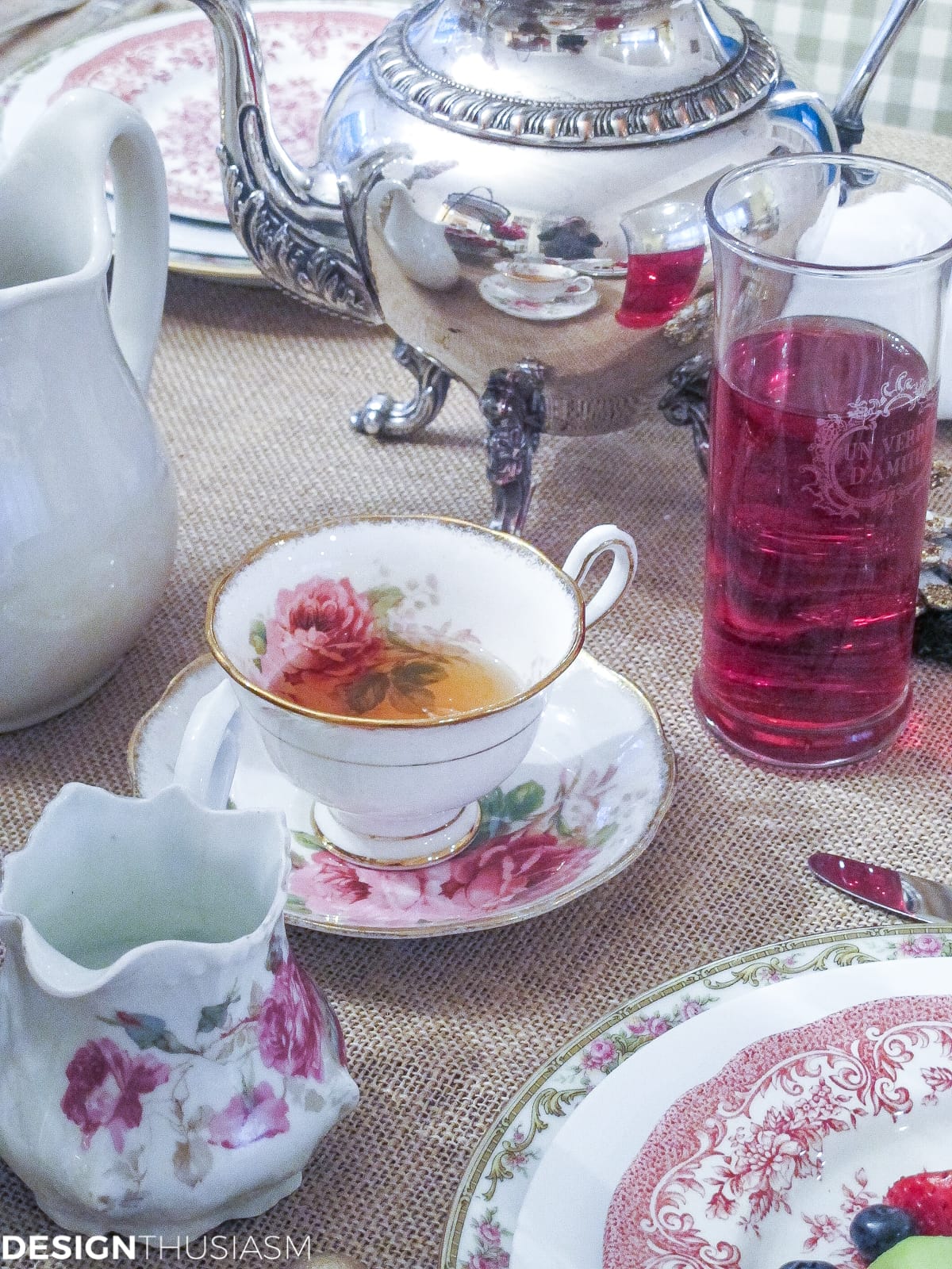 simple Christmas decor mix and match vintage china