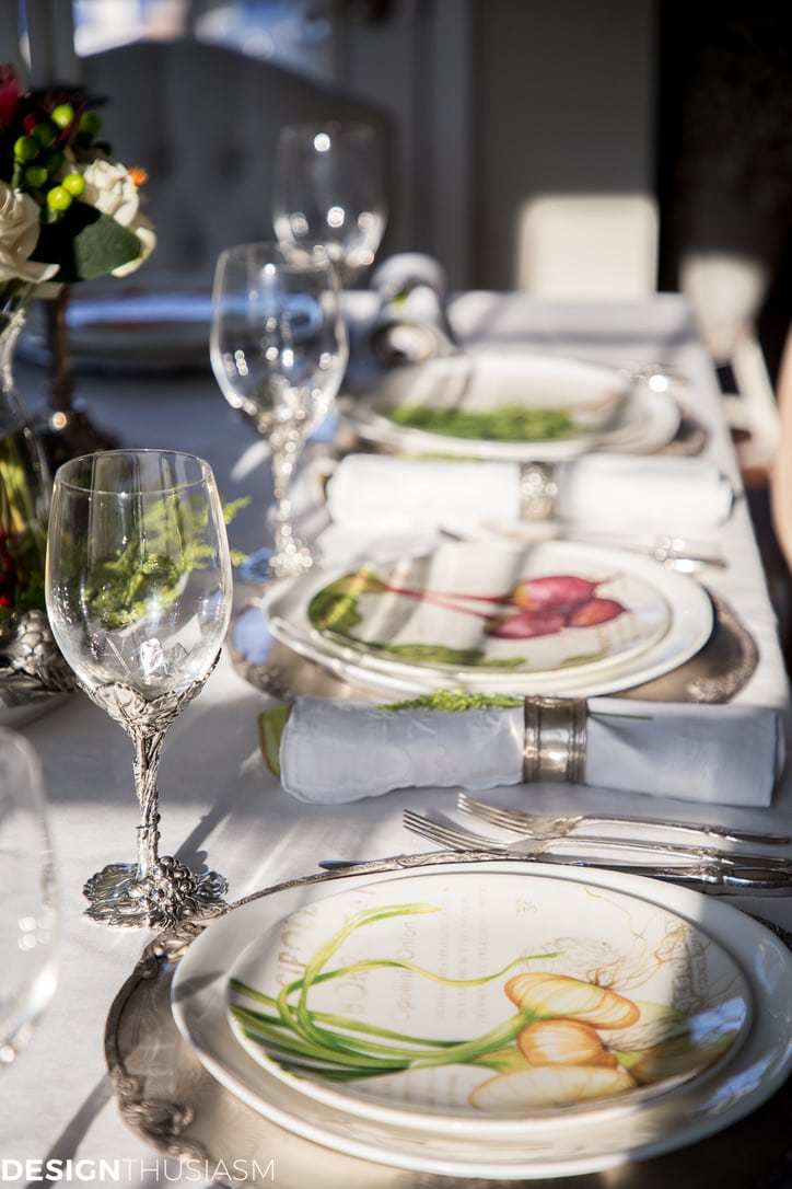 Thanksgiving table decor root vegetable plates