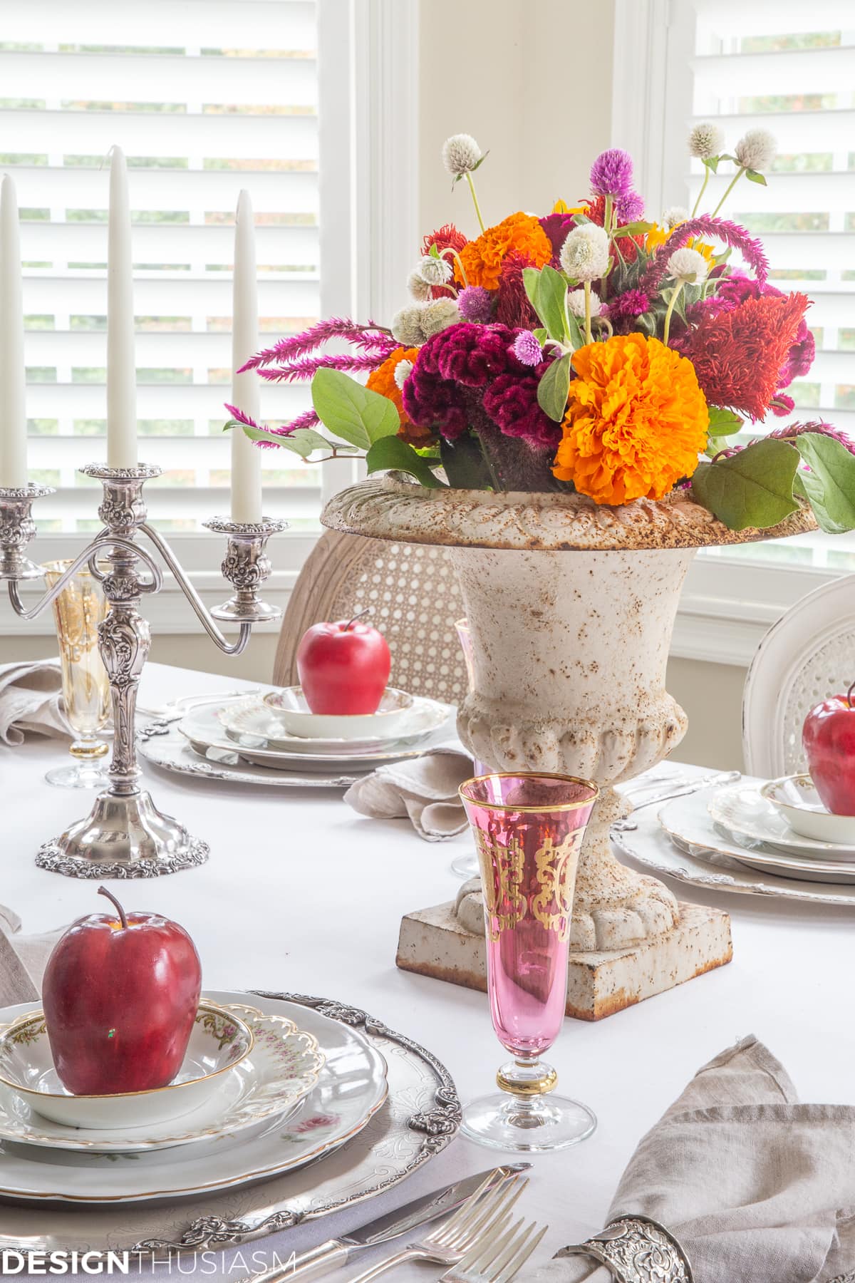 colorful apple decor fall table setting