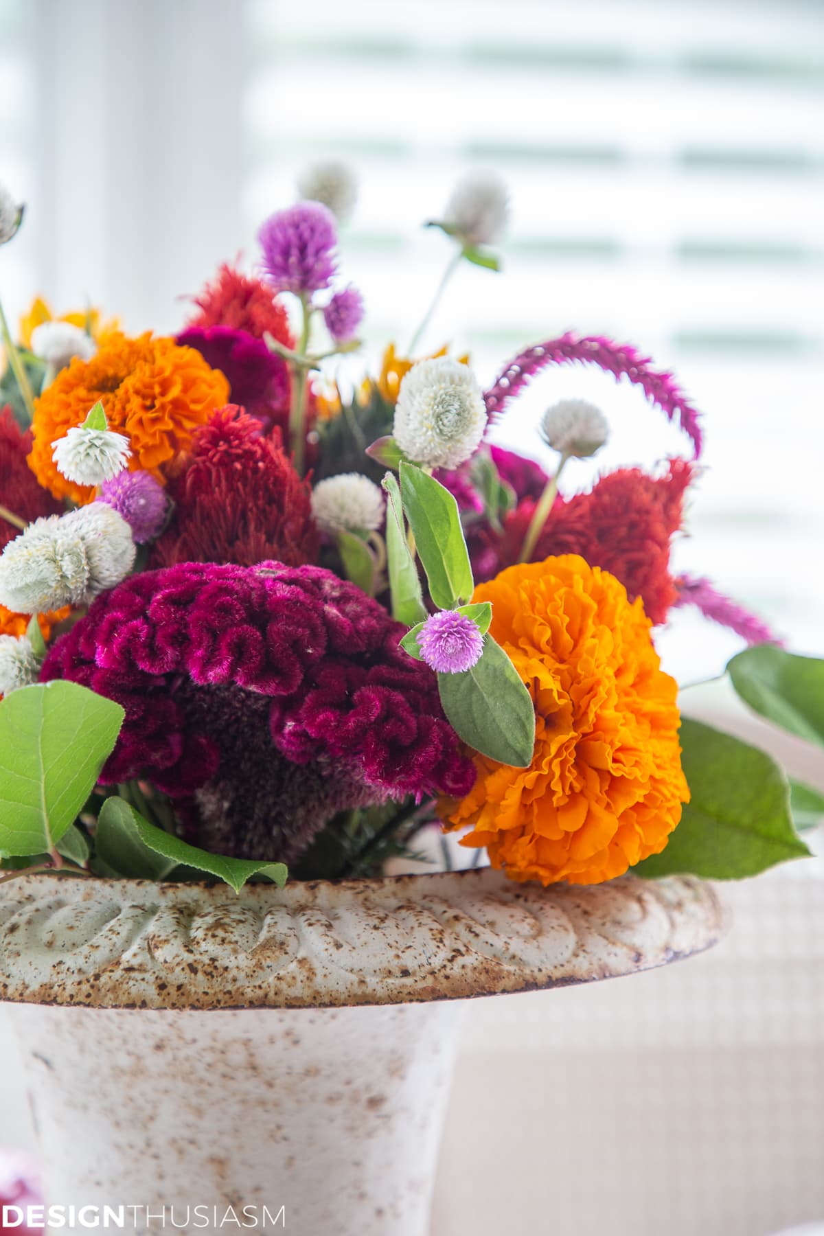 colorful fall floral centerpiece