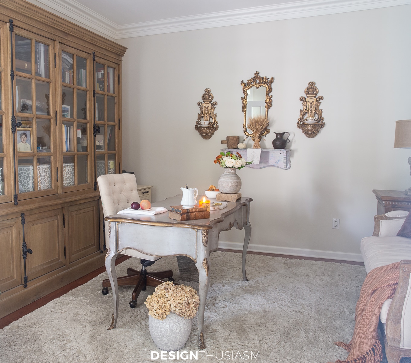 fall decor in the home office study
